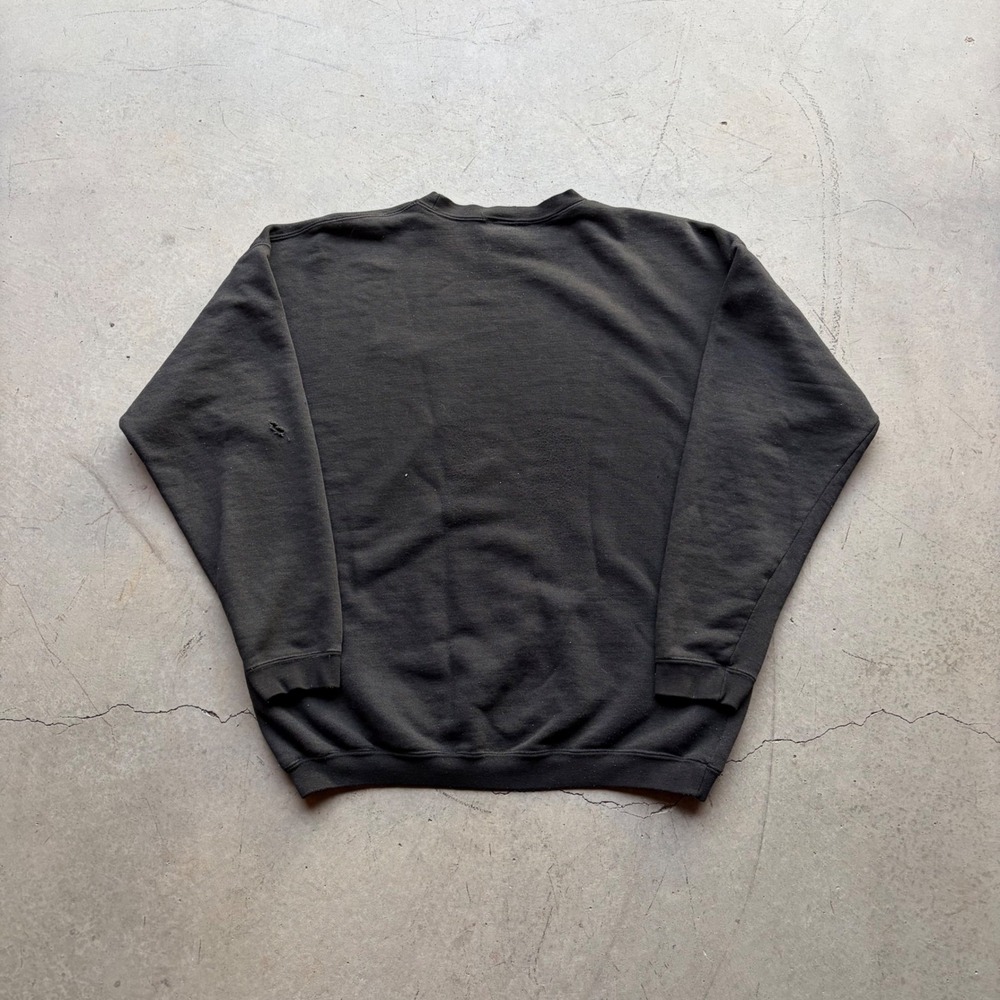 Vintage 90s Stussy Oval Logo Sweatshirt Mens Large Faded Black Distressed Crew - Picture 3 of 8
